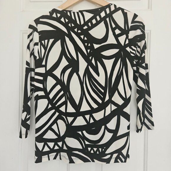 Easywear by Chico's Top Tunic Stretch Artsy Geometric Black White Size 0 (Small) - Picture 5 of 5